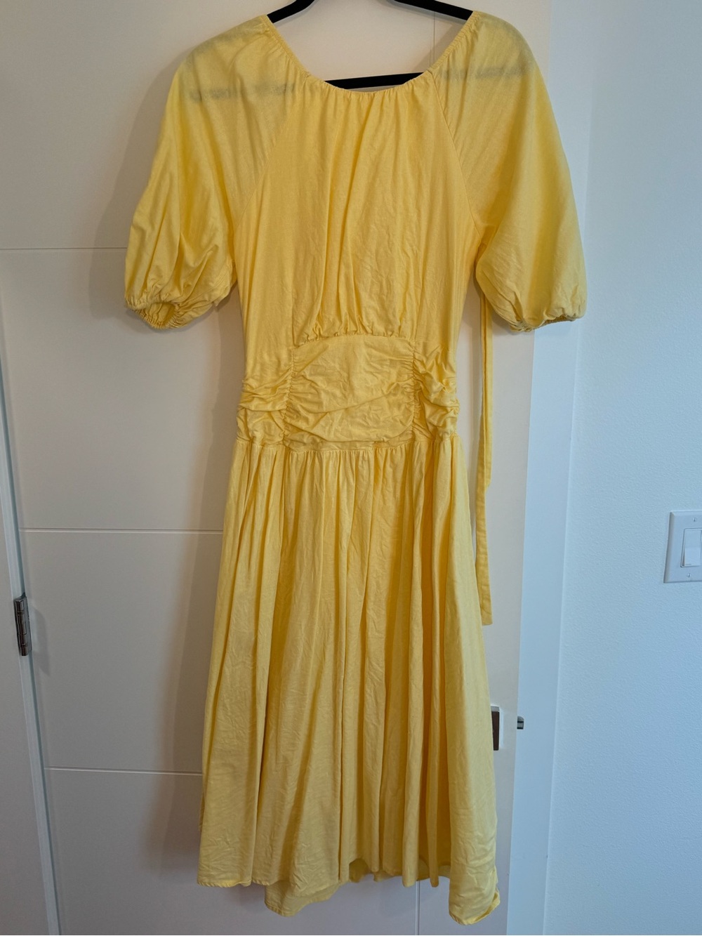Yellow Puff-Sleeve Womens Dress